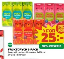 Coop Fruktdryck 3-pack erbjuda