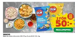 Coop Snacks OLW. Välj mellan olika sorter erbjuda