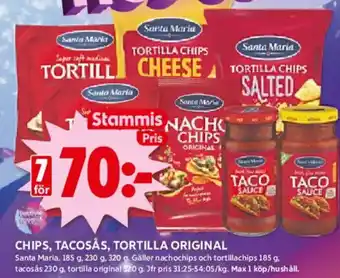 ICA Kvantum SANTA MARIA Chips, tacosås, tortilla original erbjuda