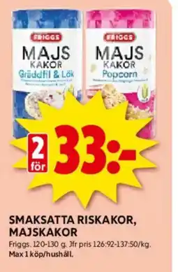 ICA Kvantum FRIGGS Smaksatta riskakor, majskakor erbjuda