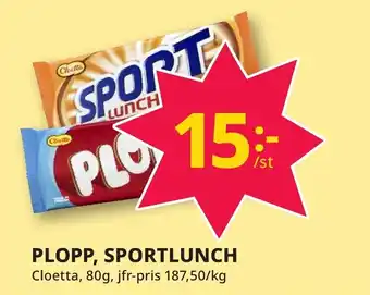 Bingebyhallen CLOETTA Plopp, sportlunch erbjuda