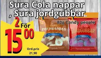 Supergrossen Sura Cola nappar ,Sura jordgubbar erbjuda