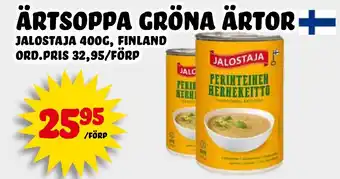 Nelins JALOSTAJA Ärtsoppa gröna ärtor erbjuda