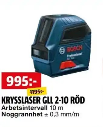 Bauhaus Krysslaser gll 2-10 röd erbjuda