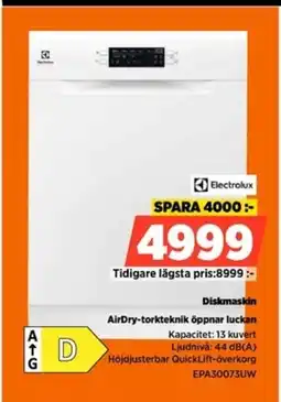 Power Diskmaskin AirDry-torkteknik öppnar luckan erbjuda