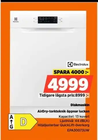 Power Diskmaskin AirDry-torkteknik öppnar luckan erbjuda