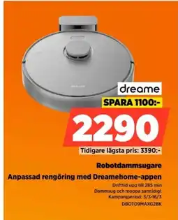 Power Robotdammsugare Anpassad rengöring med Dreamehome-appen erbjuda