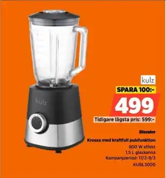 Power Blender Krossa med kraftfull pulsfunktion erbjuda