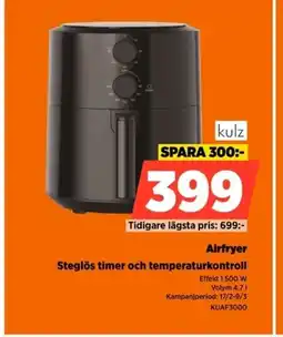 Power Airfryer Steglös timer och temperaturkontroll erbjuda