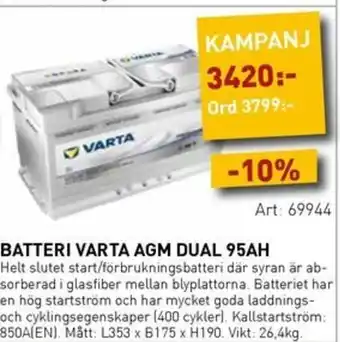 SeaSea Batteri varta agm dual 95ah erbjuda