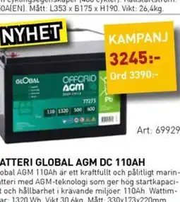 SeaSea Batteri global agm dc 110ah erbjuda