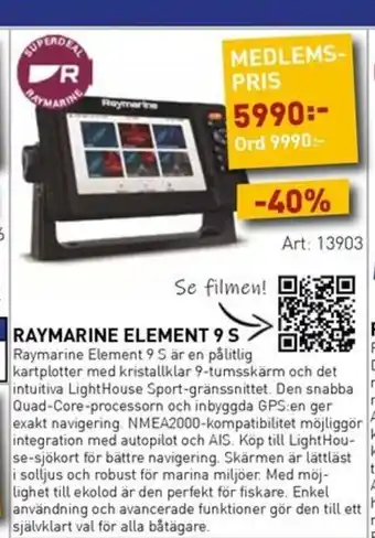 SeaSea Raymarine element 9 s erbjuda