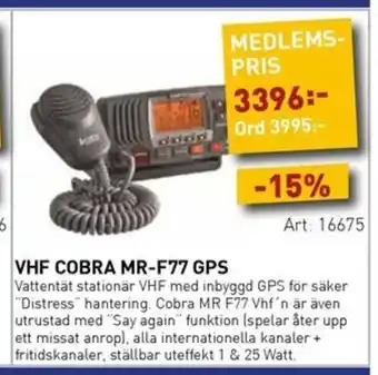 SeaSea Vhf cobra mr-f77 gps erbjuda