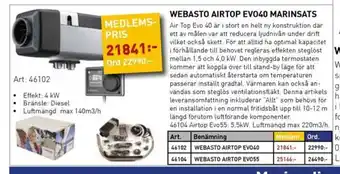 SeaSea Webasto airtop evo40 marinsats erbjuda