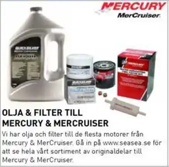 SeaSea Olja & filter till mercury & mercruiser erbjuda