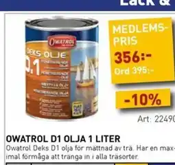 SeaSea Owatrol d1 olja 1 liter erbjuda