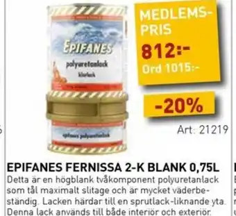 SeaSea Epifanes fernissa 2-k blank 0,75l erbjuda