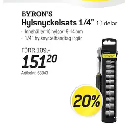 thansen BYRON'S Hylsnyckelsats 1/4" 10 delar erbjuda