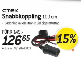 thansen CTEK Snabbkoppling 100 cm erbjuda