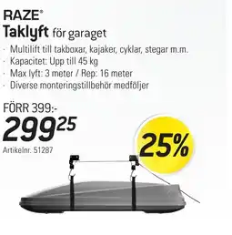 thansen RAZE® Taklyft för garaget erbjuda