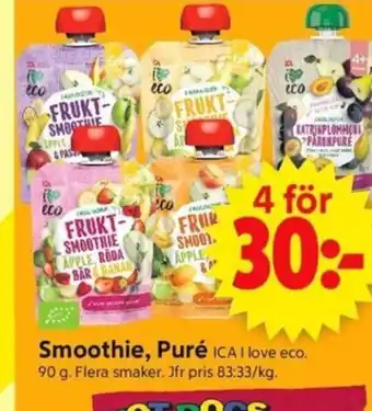 ICA Supermarket Smoothie, Puré ICA I love eco. erbjuda