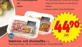 ICA Supermarket Salsiccia- och chorizofärs ICA. erbjuda