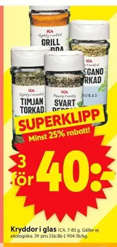 ICA Supermarket Kryddor i glas ICA erbjuda