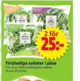 ICA Supermarket Finbladiga sallater i påse ICA erbjuda