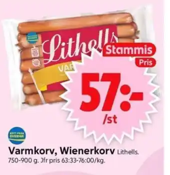 ICA Supermarket Varmkorv, Wienerkorv Lithells. erbjuda