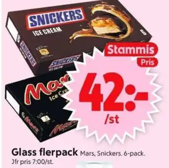 ICA Supermarket Glass flerpack Mars, Snickers. 6-pack. erbjuda