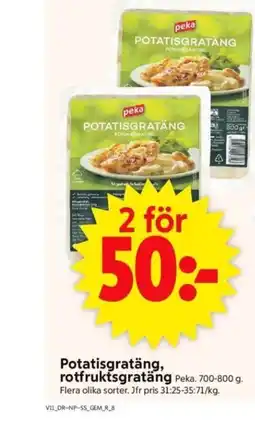 ICA Supermarket Potatisgratäng, rotfruktsgratäng Peka. erbjuda