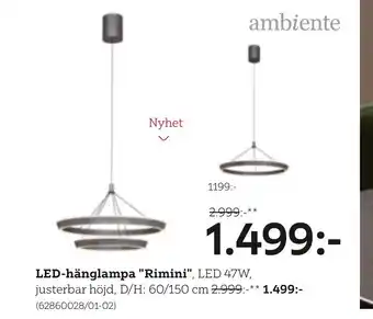 XXXLutz LED-hänglampa "Rimini", LED 47W, erbjuda