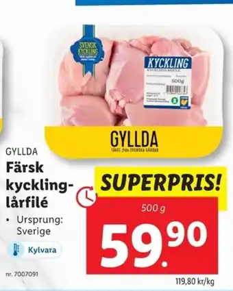 Lidl GYLLDA Färsk kyckling lårfilé erbjuda