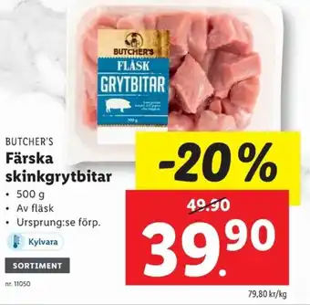 Lidl BUTCHER'S Färska skinkgrytbitar erbjuda