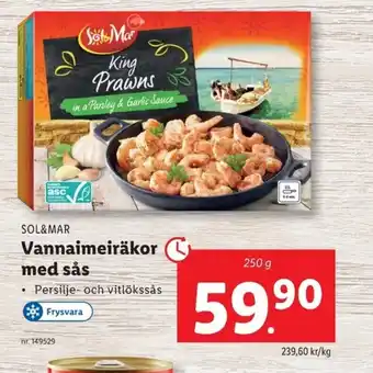 Lidl SOL&MAR Vannaimeiräkor med sås erbjuda