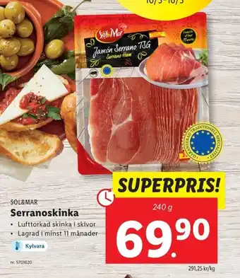 Lidl SOL&MAR Serranoskinka erbjuda