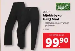 Lidl CRIVIT Mjukisbyxor HeiQ Mint erbjuda