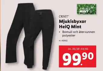 Lidl CRIVIT Mjukisbyxor HeiQ Mint erbjuda