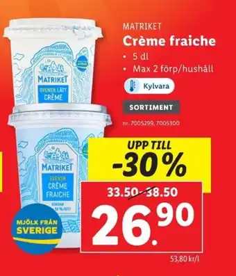 Lidl MATRIKET Crème fraiche erbjuda