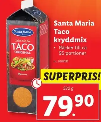 Lidl SANTA MARIA Taco kryddmix erbjuda