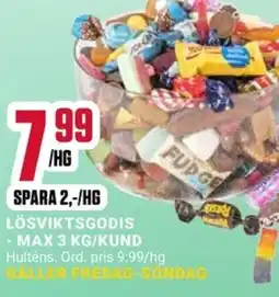 ÖoB LÖSVIKTSGODIS -MAX 3 KG/KUND erbjuda