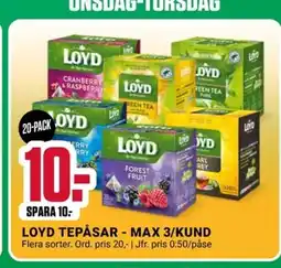 ÖoB Loyd tepåsar - max 3/kund erbjuda