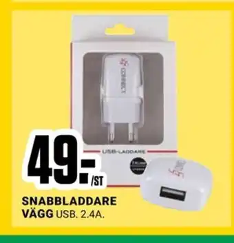 ÖoB SNABBLADDARE VÄGG USB. 2.4A. erbjuda