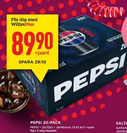 Willys PEPSI 20-PACK erbjuda