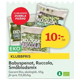 Östenssons Babyspenat, Ruccola, Småbladsmix erbjuda