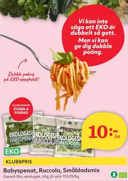 Östenssons Babyspenat, Ruccola, Småbladsmix erbjuda