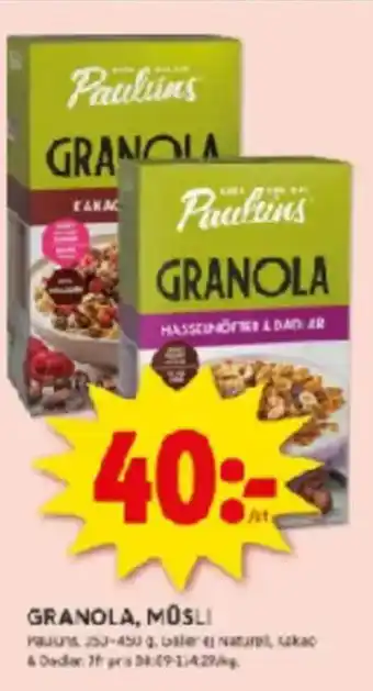 ICA Kvantum Granola, müsli erbjuda