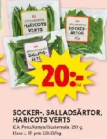 ICA Kvantum SOCKER-, SALLADSÅRTOR, HARICOTS VERTS erbjuda