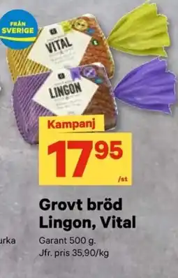 City Gross GARANT Grovt bröd Lingon, Vital erbjuda