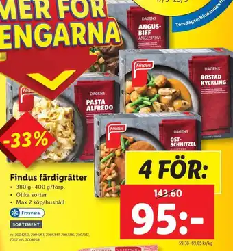 Lidl Findus färdigrätter erbjuda